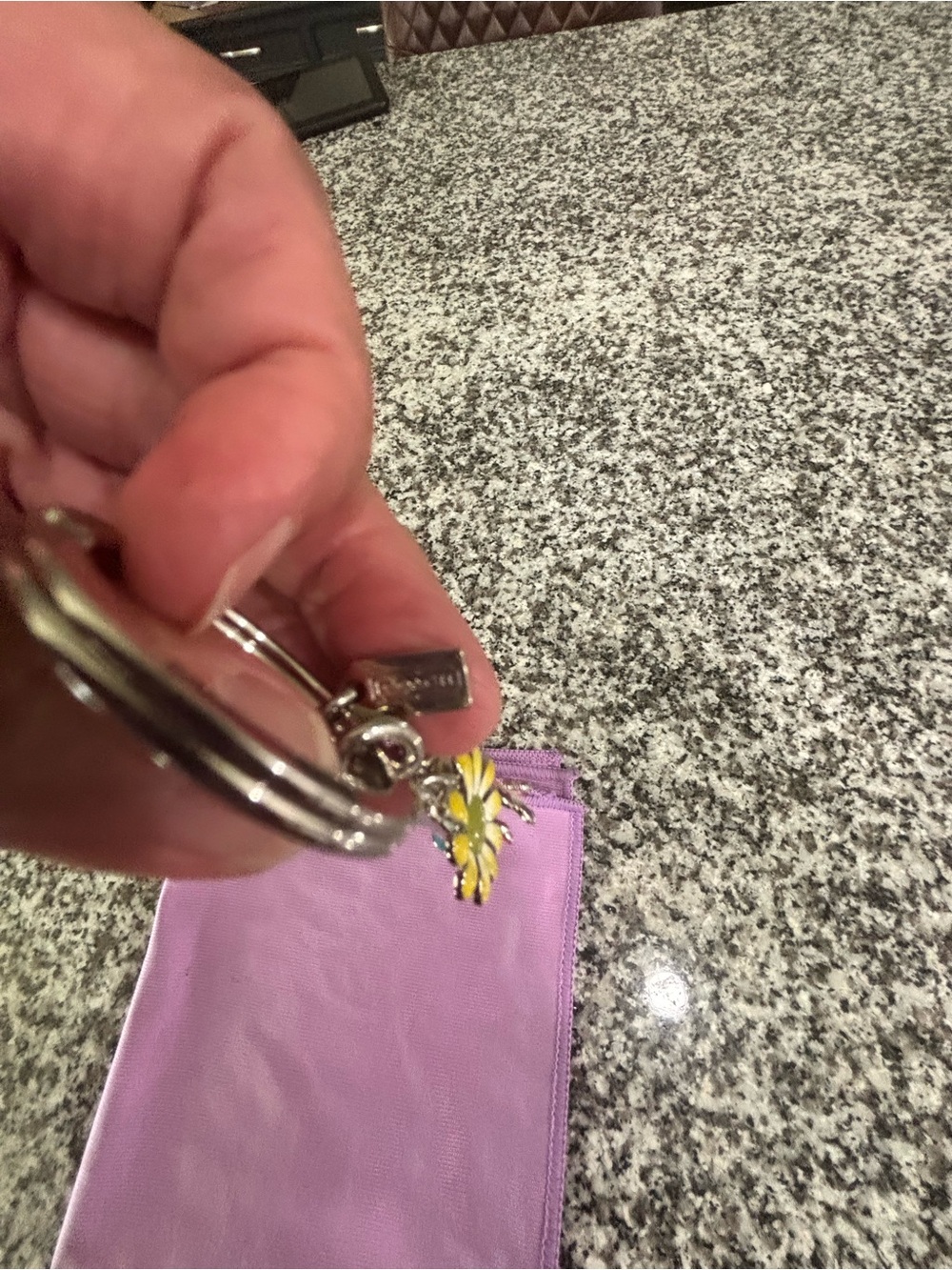 Coach Enamel Daisy Charm Keyring in Yellow, Blue, Purple, Red, Pink - Picture 4 of 7